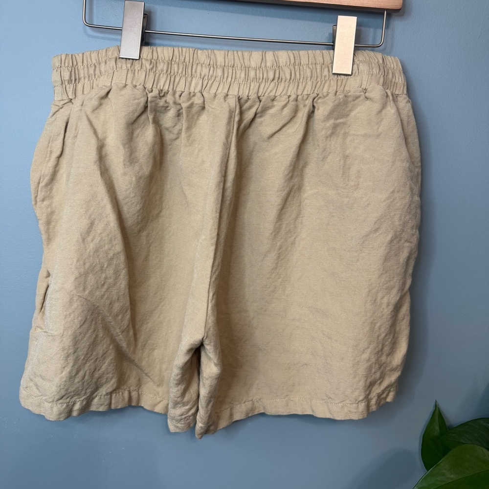Weintee High Waisted Linen Blend Drawstring Shorts Khaki Pockets. Women’s Large - Picture 6 of 9